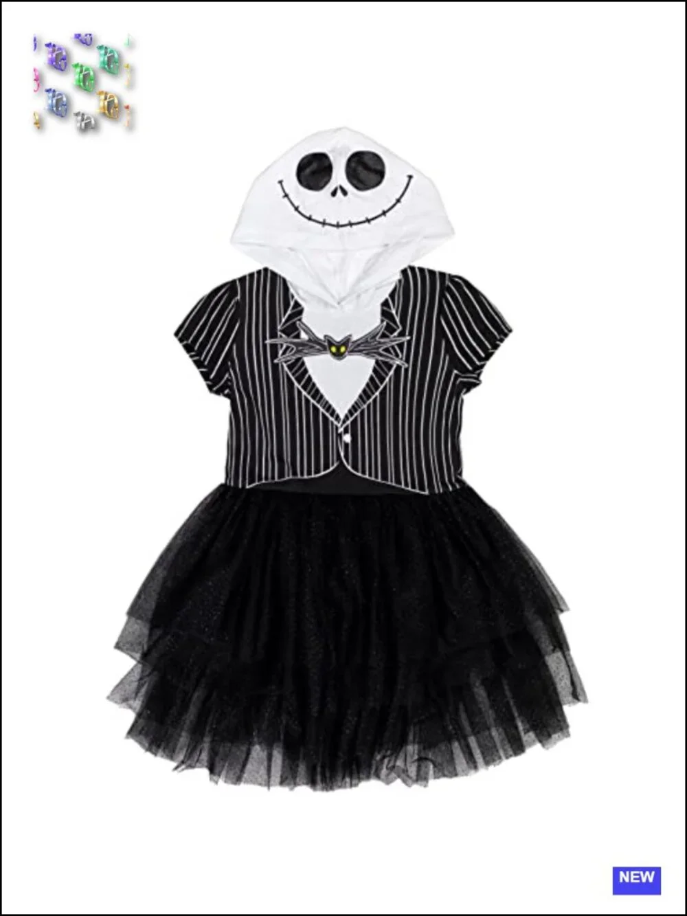 Jack Skellington Cosplay Tutu Dress Toddler Girls Short Sleeve Halloween Costume